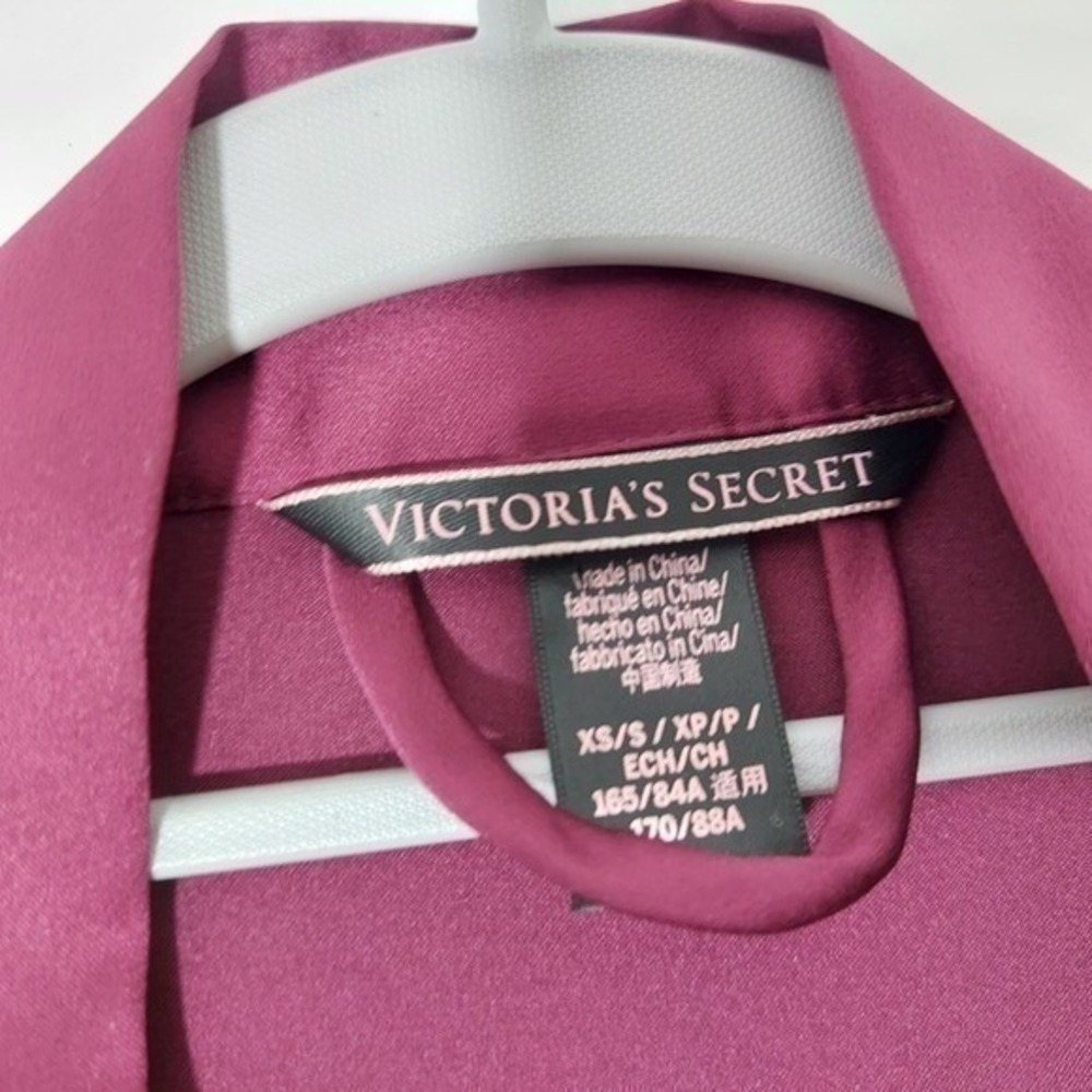 Victoria Secret Robe XS Purple Bridal Getting Ready Kimono Boudoir Satin Wrap - Picture 6 of 11